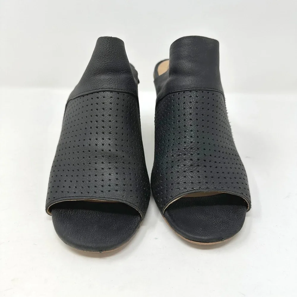 Adam Tucker Molly‎ Open Toe Mules Leather Black 7.5